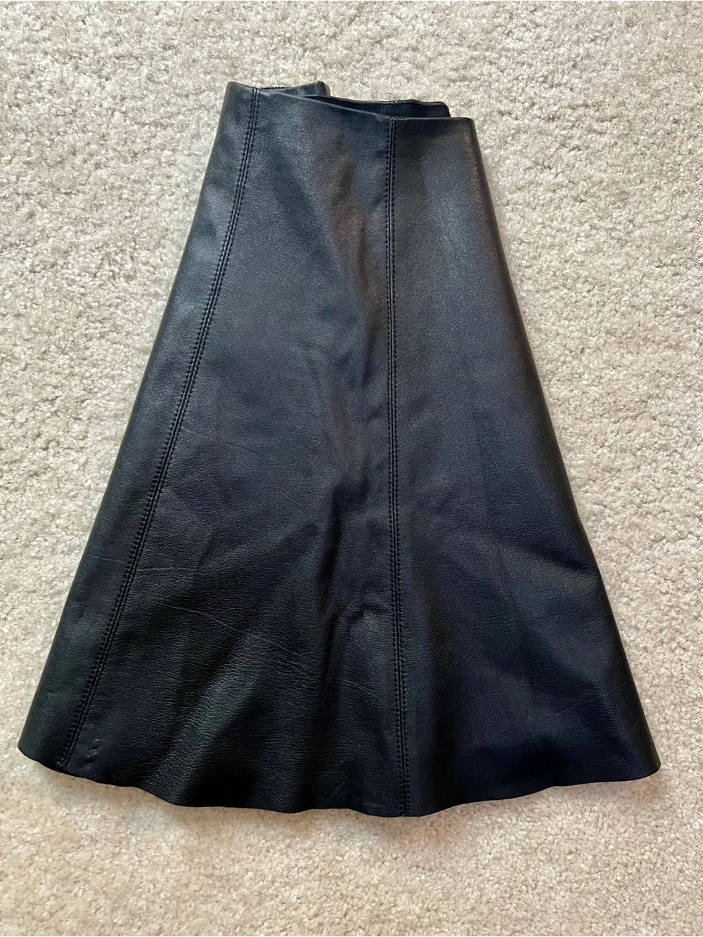 THEORY Motivated Merlock Paneled Lambskin Leather Flared Mini Skirt